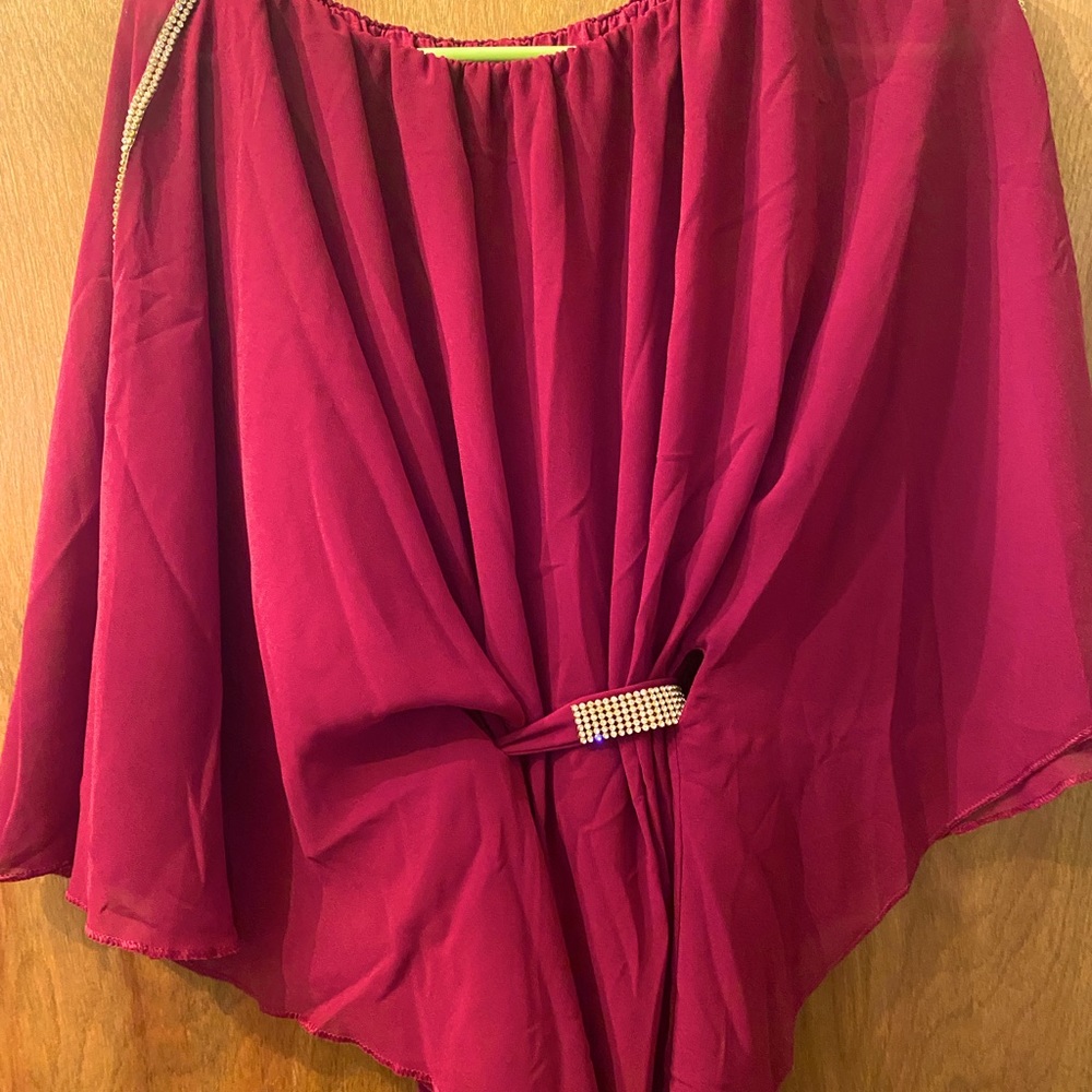 Elegant batwing blouse with bling embellishments